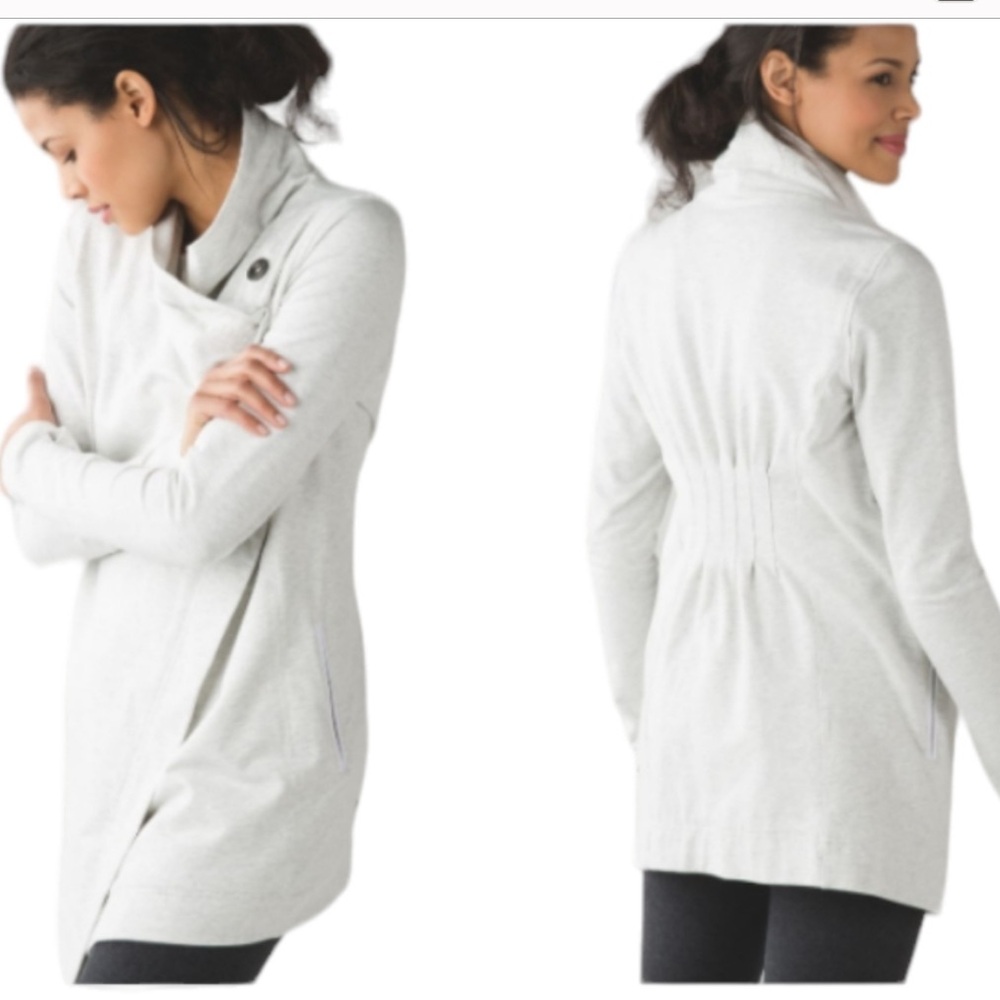 Lululemon Restore Wrap Sweater French Terry Heathered White size 6